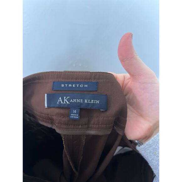 Anne Klein Chocolate Brown Straight Leg Stretch Work Dress Ankle Pants Size 14 - Picture 6 of 9